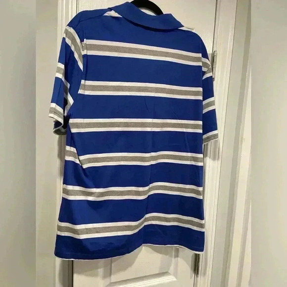 Bugle Boy Men’s Blue White Stripe Short Sleeve cotton Blend Polo Shirt Size L - Picture 4 of 8